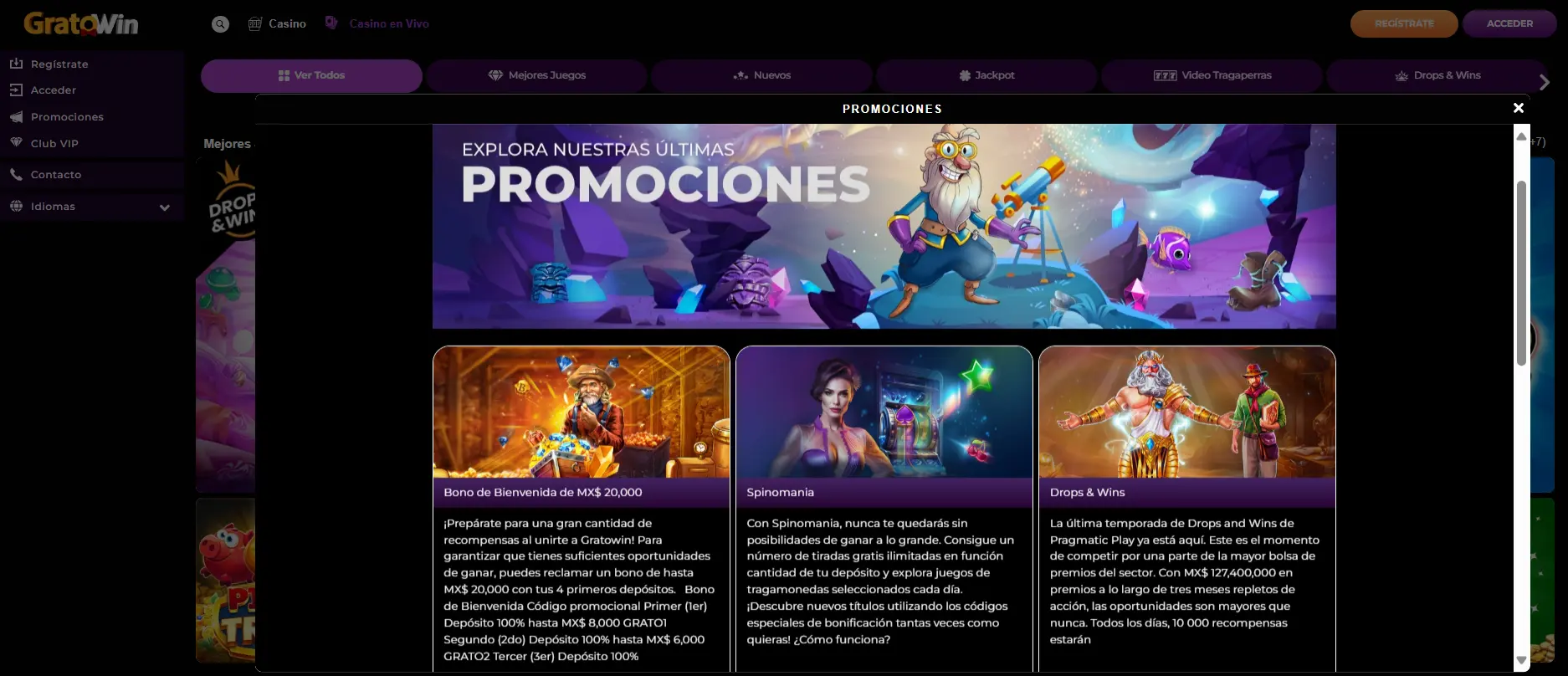 Bonos y promociones en GratoWin casino en línea Bonos y promociones en GratoWin casino