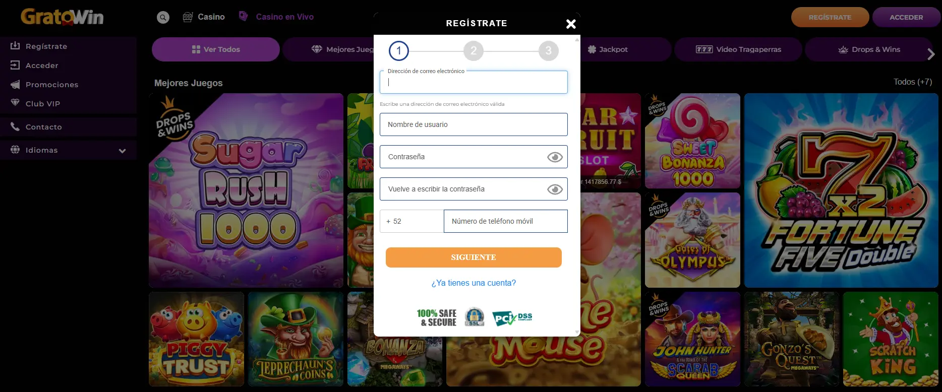 Registro e ingreso en GratoWin casino en línea Registro e ingreso en GratoWin casino